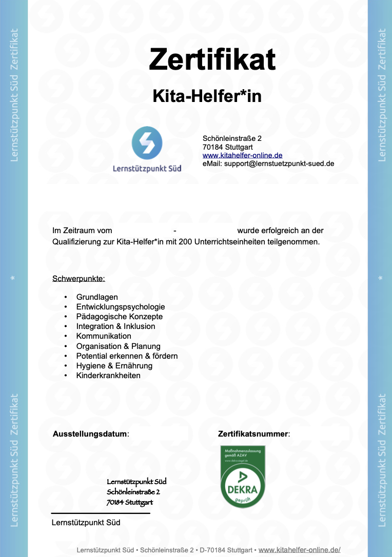 Kita Ausbildung AZAV zertifiziert & zeitlich flexibel